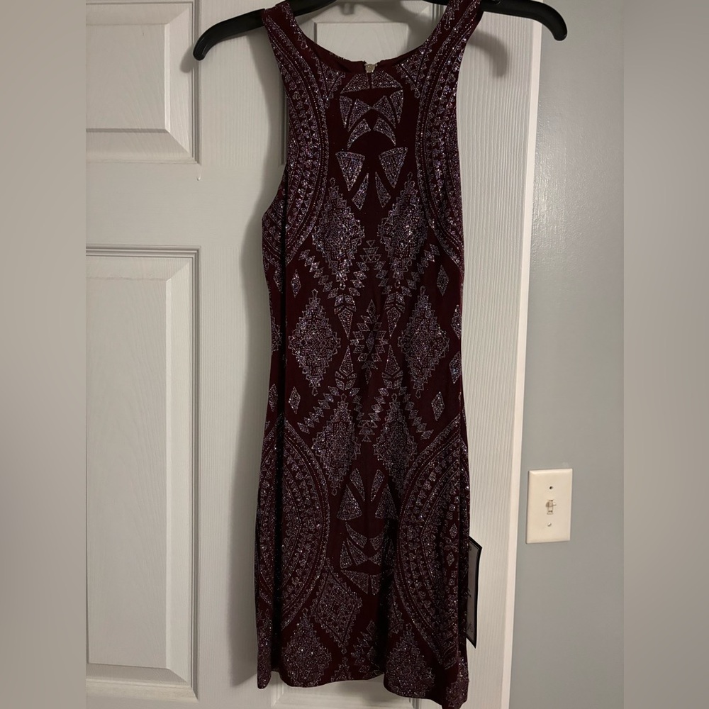 Macy's Burgundy and Purple Maxi Dress